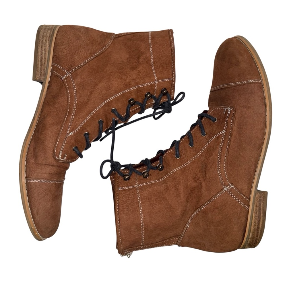 Tommy Hilfiger Evie Brown Leather Lace Up Boots 10
